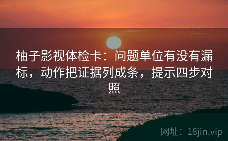 柚子影视体检卡：问题单位有没有漏标，动作把证据列成条，提示四步对照